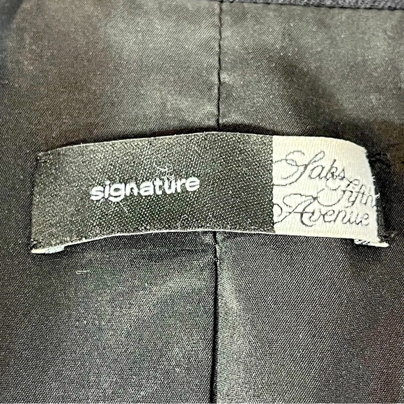 Saks Fifth Avenue Signature Wool Suit Jacket Blazer Black Tweed Size 2 Business - Picture 2 of 15